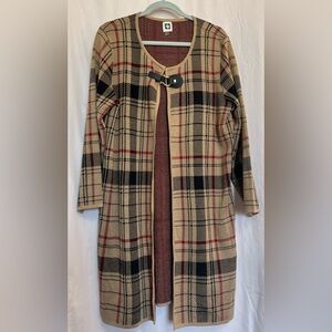 Cozy Plaid Buckle Cardigan